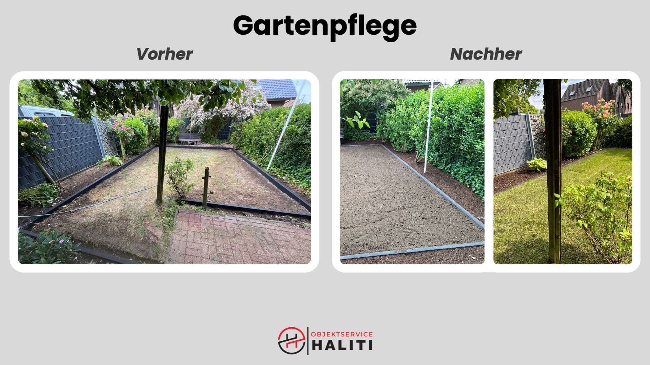 Rasen- und Grünarbeiten haliti Objektservice Weeze – Neugestaltung Rasenfläche