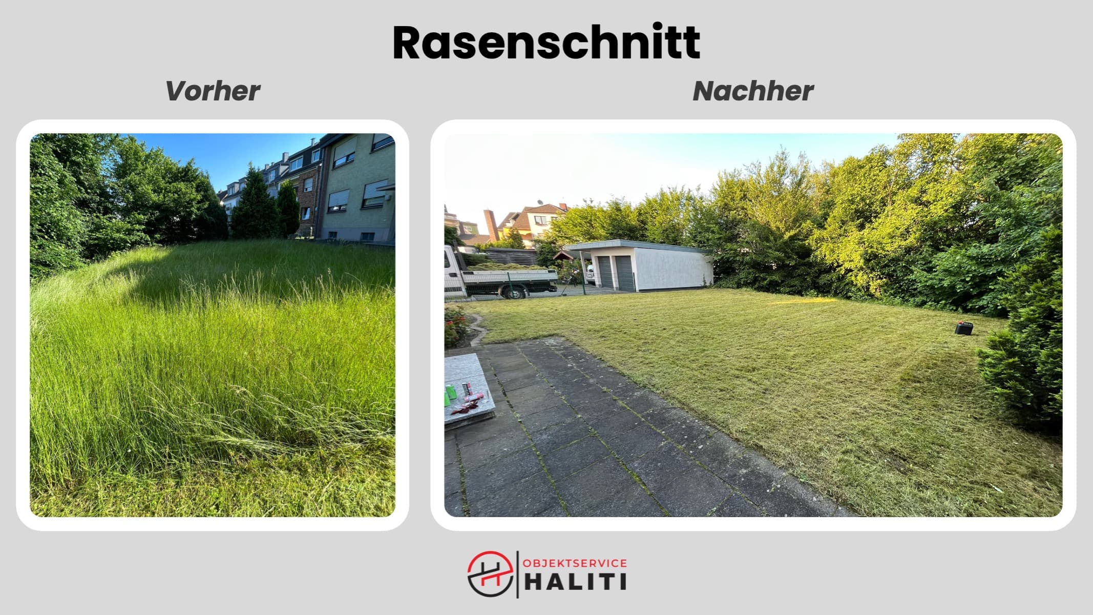 Rasenschnitt Mehrfamilienhaus Kevelaer – haliti Objektservice Gartenpflege